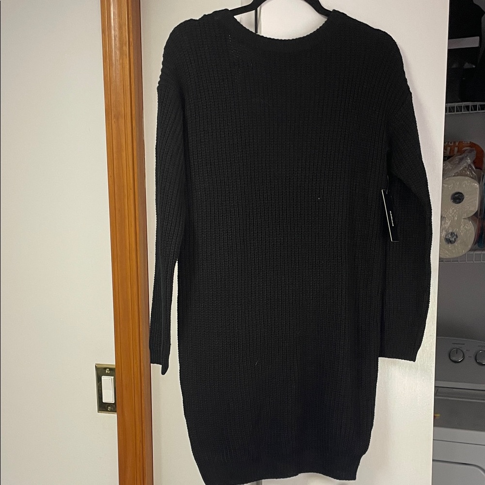 Lulu's Elegant Black Knit Long Sleeve Dress